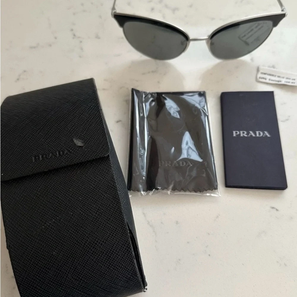 Prada Black and Silver Cat-Eye Sunglasses - Picture 12 of 13